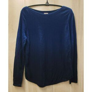 Chicos Blue Black Ombre Bateau Neck Sweater Sz 0 Small Long Sleeve Rayon Blend